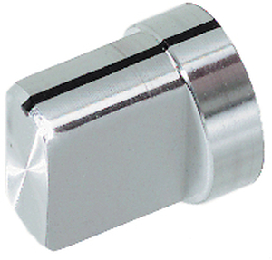 MENTOR 5582.6611 Aluminiumsknap for 6mm aksel, Ø20,5x17,3mm, ALU, MED indikatorstreg