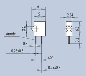 MENTOR 2698.8121 MENTOR PCB LED-fatning, 2mm, RØD, G1, horisontal, 50stk