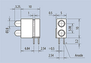 MENTOR 1801.1131 MENTOR PCB LED-fatning, 3mm, RØD, RØD, A2