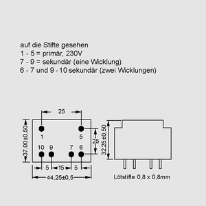 WL606-2 Transformer 4,5VA 220V 2x6V 2X0,37A MT6_