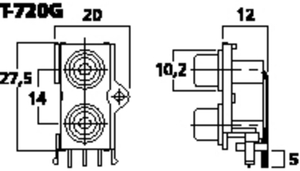 T-720G Phono printterminal dobbelt Tegning