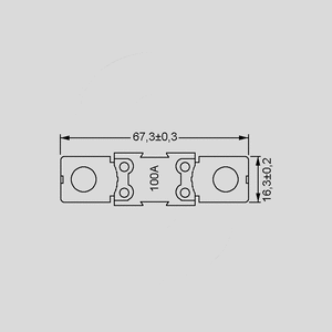 MG300 Autom. Bolt-on Fuse Link 32V 300A Grey Dimensions