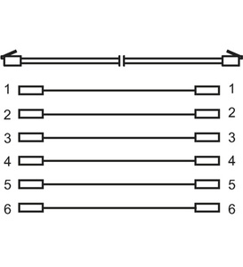 W50322 RJ12-RJ12 HAN/HAN kabel, 6m, SORT