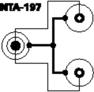 NTA-197 6,3mm. Stereo Han - 2 x 6,3mm. Mono Hun Adapter Tegning