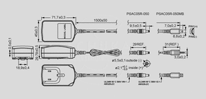 PSAC05R-050 SPS Plug-in 5W 5V/1A (2,1/5,5 DC-stik) PSAC05R  Husk at bestille primær-stik.