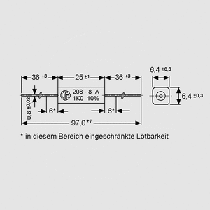 RCIE000,91 Resistor 5W 10% 0,91R Dimensions