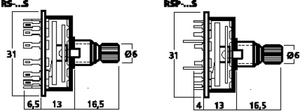 RS-134S Drejeomskifter 3 x 4 stillinger kort aksel Tegning