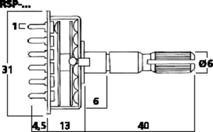 RSP-126 Drejeomskifter 2 x 6 stillinger Tegning