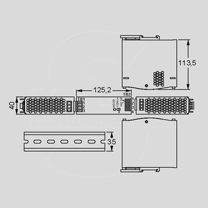 SDR-120-24 SPS DIN-Rail 120W 24V/5A Dimensions and Terminal Pin Assignment