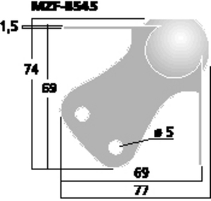 MZF-8545 Kuglehjørne 3 ben 77mm. stabelbar Drawing