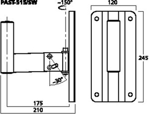 PAST-515/SW Vægbeslag til PA-højttaler, 20kg Drawing 1024