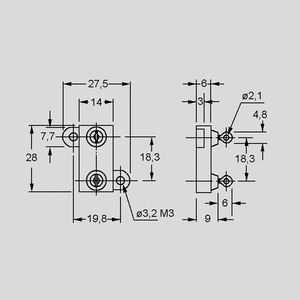RCH25E330 Power Resistor 25W 5% 330R Dimensions
