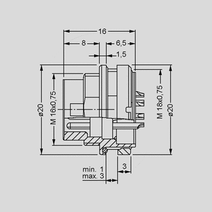 BIN09-0131-00-12 Serie 719 Male Socket 12-Pole Solder Term. BIN09-0131-0012<br>Dimensions