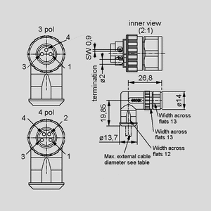 SAL-8-RKC3-S Female Cable Con. 3-Pole Screw Term SAL-8-RK_<br>Dimensions