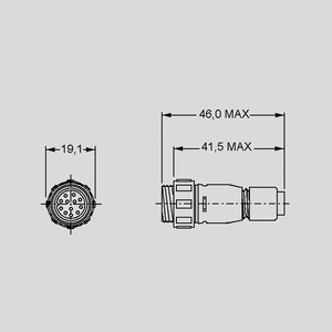 PX0411-08S-6065 In-Line Flex Cable Conn. Female 8-Pole PX0411_<br>Dimensions