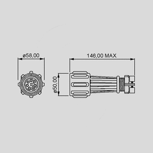 PXA911/10/P Flex Cable Connector Male 10-Pole PXA911_<br>Dimensions
