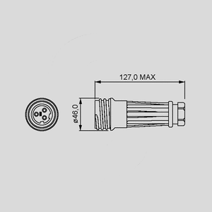 PX0921/02/S In-Line Flex Cable Conn. Female 2-Pole PX0921_<br>Dimensions
