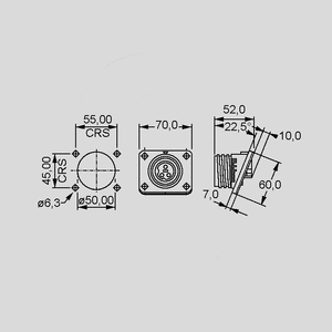 PX0941/02/S Flange Mounting Connector Female 2-Pole PX0941_<br>Dimensions