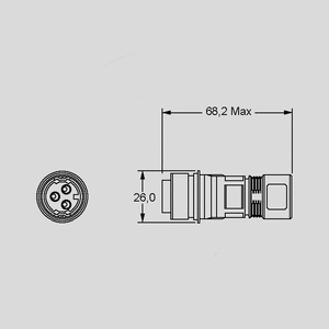 PXM6011-16PCR-0910 Metal Flex In-Line Conn. Male 16-Pole Cr PXM6011_<br>Dimensions