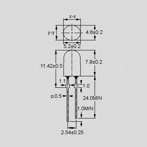 L5603SEC-H LED,  5500mcd 60/40°, 5,2x4,6mm. klar rød, oval EL6364_