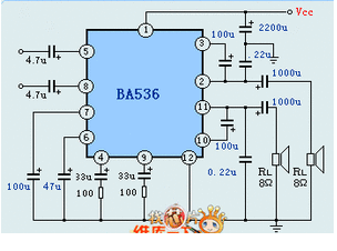 BA536 12V / 4.5W Dual Power Amplifier SIP-12