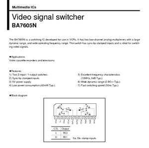 BA7605N VCR signal selection switches SIP-10