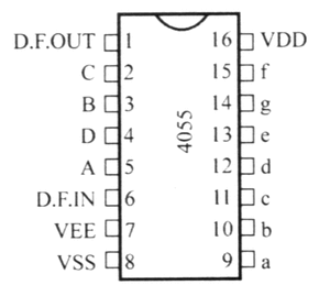 CD4055 BCD-to-7-Segment LCD Decoder/Driver DIP-16