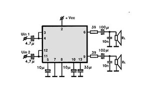 LA4170 2X1,05W AF POWER AMP DIP-14+G