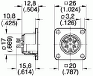 C091 31T008 100 2 AMPHENOL - SOCKET FRONT PANEL MOUNT C091D 8WAY square