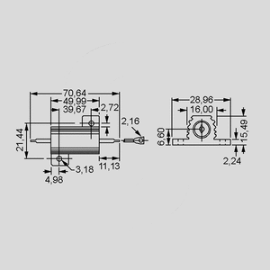 HS50-4R7F Trådviklet modstand 50W 4,7Ω ±1 % Dimensions