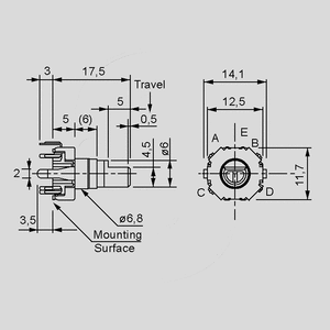 EC12D1564402 Encoder 15 pulse with Switch EC12D1564402<br>Dimensions