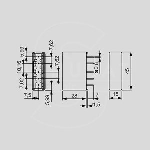 FN406-6-02 PCB Filter FN 406 6A FN406-_<br>Dimensions