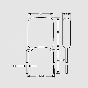 CV015NFX-5 MLC Capacitor 15nF 50V X7R P5,08 Dimensions