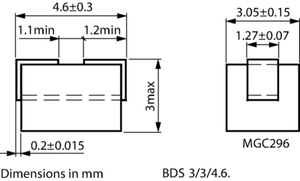 BDS3/3/4.6-3S1 Ferrite SMD 4.6x3.05x3.0mm. 45 Ohm