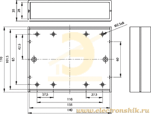 G738A MULTICOMP CASE, ABS, ALU PANEL, 140X110X35mm.