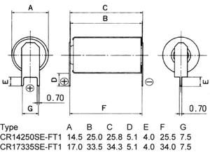 CR14250SE-FT1 CR 1/2 AA 14,5x24,9mm. 3,0V 850mAH
