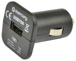 421750 USB strømforsyning til bil, 1xUSB, 2,1A, 12V