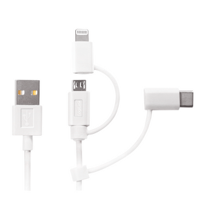 CU0126 USB A til Micro-USB, Lightning & USB-C adapter, 1m