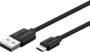 W44984 Dobbelt USB lader 2.4A + Micro USB-kabel, sort