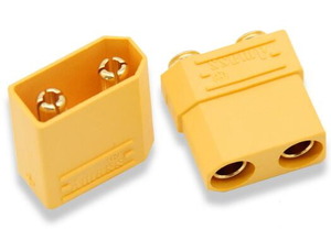 XT90PB-M Socket; DC supply; XT90; male; PIN: 2; on PCBs; THT; Colour: yellow