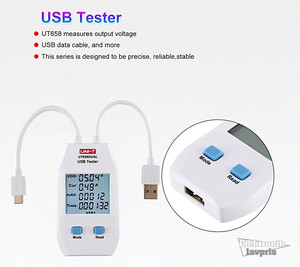 UT658DUAL UNI-T USB Tester, dobbelt, USB C+A