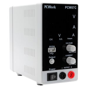 PCW07C Laboratoriestrømforsyning 0-30V DC, 0-5A