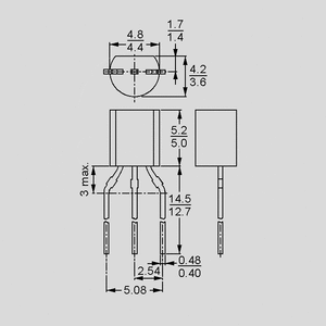 BS170 Transistor MOSFET BS170, N-VMOS, 60V, TO92