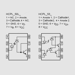 HCPL2531 Optoc. 2xCh 2,5kV 1MBd DIP8 Circuit Diagrams