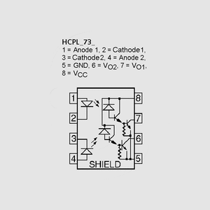 HCPL2731 2xOptoc-Darl. 2,5kV >400% DIP8 Circuit Diagram