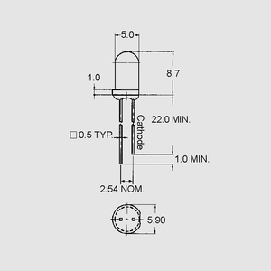 LTL2F3VSKNT LED Lysdiode, 5mm, klar gul, 7200mcd, 8° LT2_3_K_