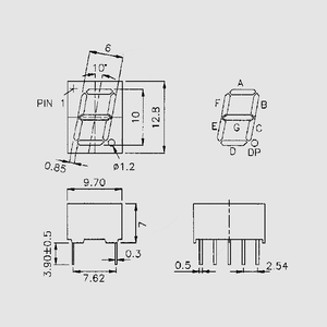 LTS4801WC 7Seg 10mm CA Red LowCur 650&mu;cd LTS4801_, LTS4301_