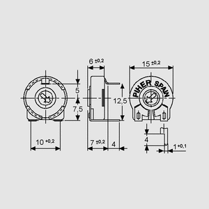 PT15NV02101A2020 E-Regler liggende RM10/12,5 100R Abmessungen