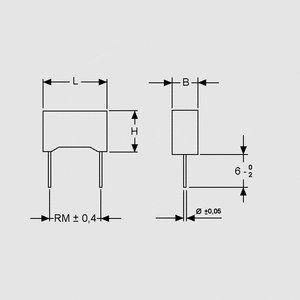 CFY4,7NF41 MKT Capacitor Y2 4,7nF 300V P10 Dimensions