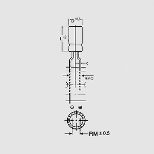 CSHT0004,7/63 El-Capacitor 4,7µF/63V-P5-5x11Taped Dimensions